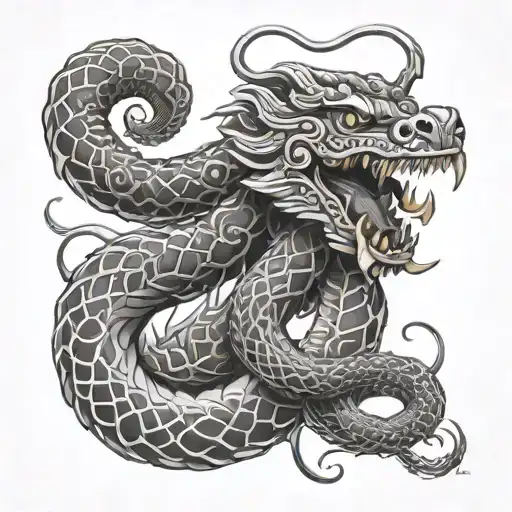 vajra and snake coiled tattoo design idea