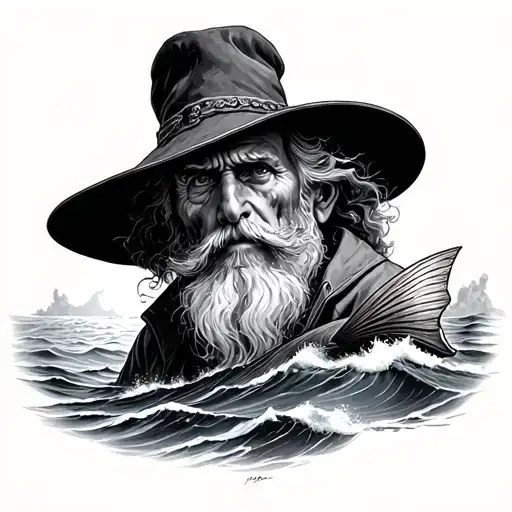 Old Man And The Sea tattoo design idea