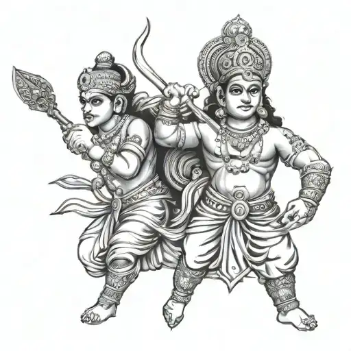 Create a small/medium tattoo of lord ram/Hanuman/shri Krishna tattoo design idea