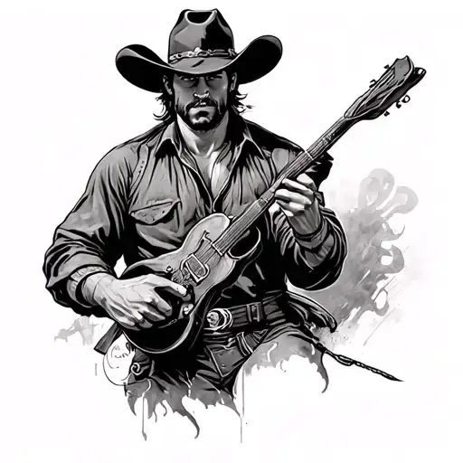 cowboy in duel tattoo design idea
