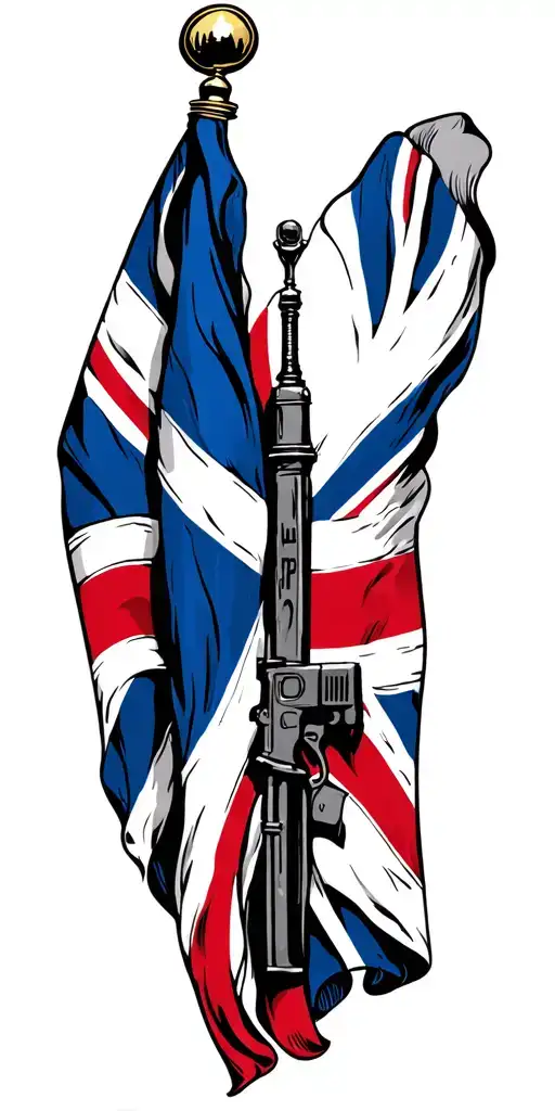 British flag, police related tattoo with thin blue line tattoo design idea