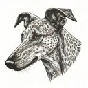 two faces of dogs of the Russian greyhound breed tattoo design idea