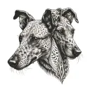 two faces of dogs of the Russian greyhound breed tattoo design idea