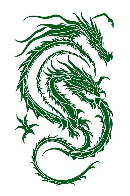 Green dragon tattoo design idea