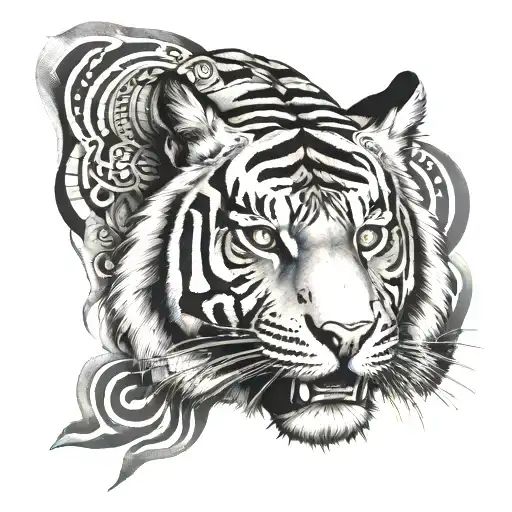 tiger, Aztec tattoo design idea
