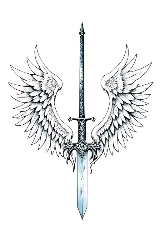 sephiroth wing with buster sword tattoo design idea