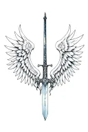 sephiroth wing with buster sword tattoo design idea