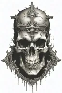 skull with upside-down cross tattoo design idea