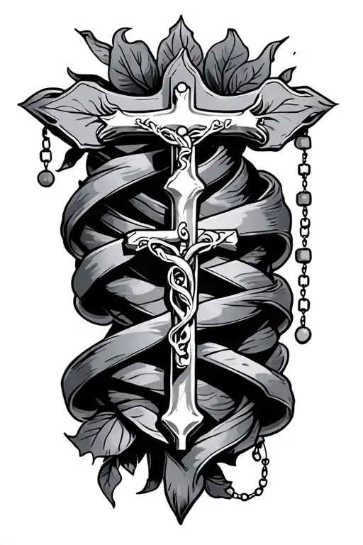 rosary wrapped tattoo design idea