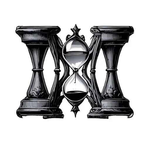 Girl brothers, Mon letter M, hourglass tattoo design idea