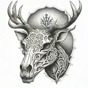 stag skull soft shading tattoo design idea