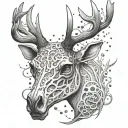 stag skull soft shading tattoo design idea