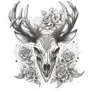 stag skull soft shading tattoo design idea