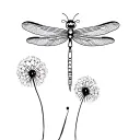dragonfly, semi colon, dandelion tattoo design idea