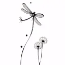 dragonfly, semi colon, dandelion tattoo design idea