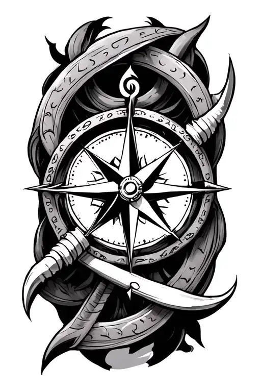 viking compass intertwined tattoo design idea
