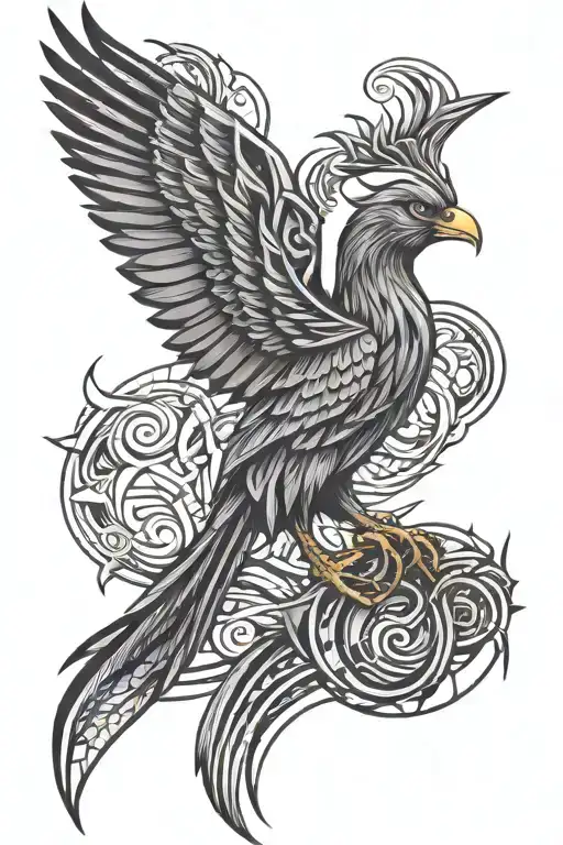 liver bird straight facing tattoo design idea