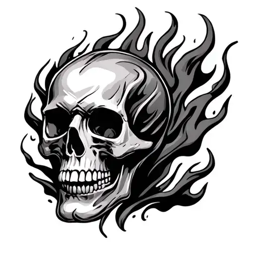 Flaming Skull tattoo design idea