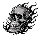 Flaming Skull tattoo design idea