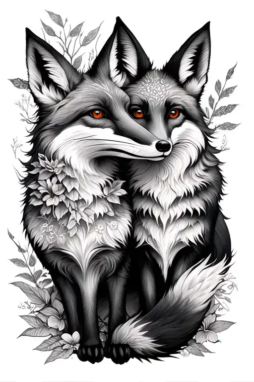 growth, learning, twin, Virgo, fox tattoo design idea