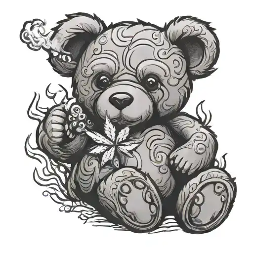 teddy bear smoking weed tattoo design idea
