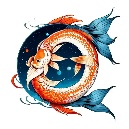Pisces and Planet Mars tattoo design idea