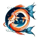 Pisces and Planet Mars tattoo design idea