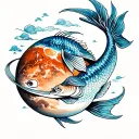 Pisces and Planet Mars tattoo design idea