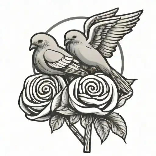 lollipop with doves behind tattoo design idea