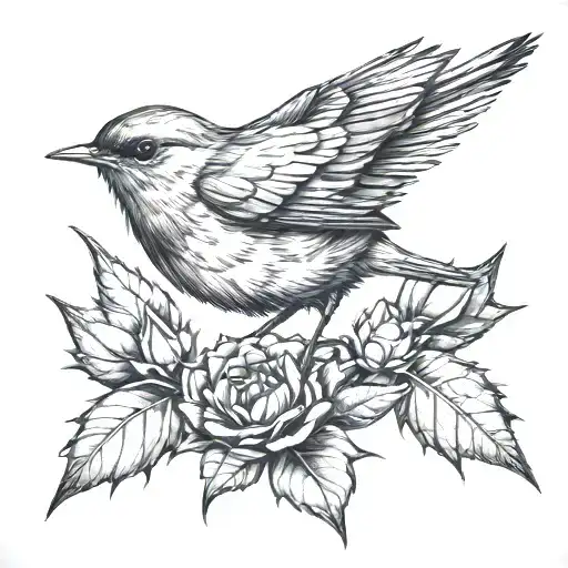 robin and thistle tattoo design idea