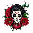 tattoo flash image that depicts the meaning of the word Jinx (someone followed by bad luck) but don't include jinx tattoo design idea