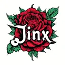 tattoo flash image that depicts the meaning of the word Jinx (someone followed by bad luck) but don't include jinx tattoo design idea
