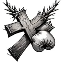 make me a sleeve for my forearm with a cross a boxing glove and a thorn of crown Christian related  tattoo design idea