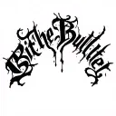 "Bite The Bullet" "Bite The Bullet" Blackwork Dark Lettering Calligraphy Chaotic Hardcore, Soft-Edge, High-Contrast Black Ink tattoo design idea