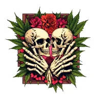matching tattoo skeleton hands pot leaf tattoo design idea
