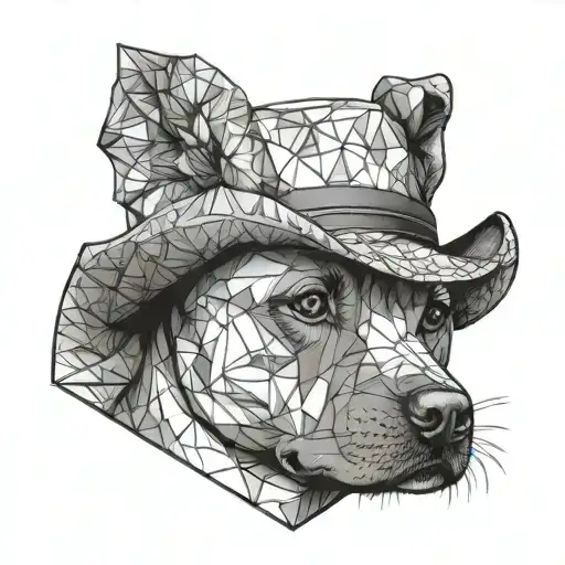female staffy puppy wearing a cowboy hat tattoo design idea