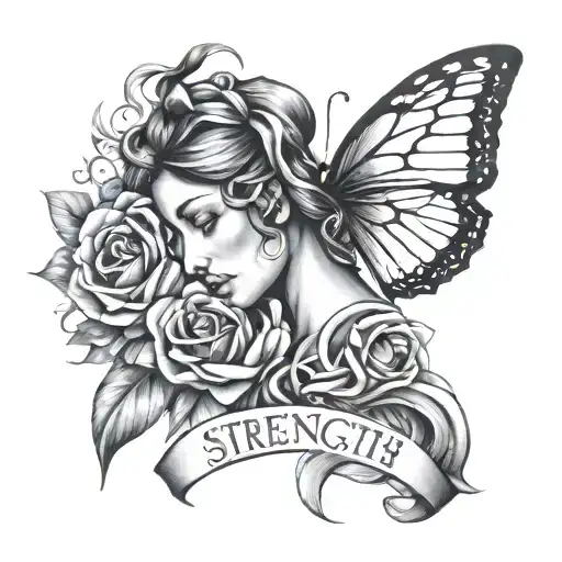 strength, courage, self-esteem, femininity tattoo design idea
