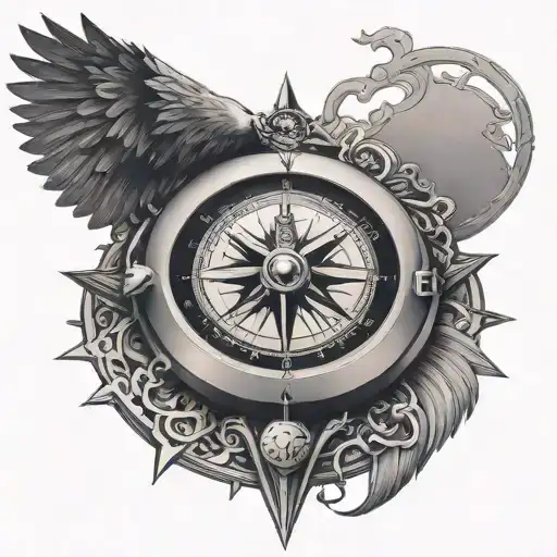 Compass with Eagle design tattoo design idea