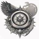 Compass with Eagle design tattoo design idea