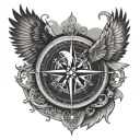 Compass with Eagle design tattoo design idea