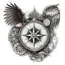 Compass with Eagle design tattoo design idea