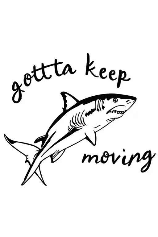 shark swimming with the saying gotta keep moving  tattoo design idea