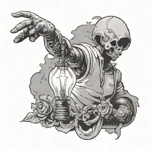 Man and light bulb emerging tattoo design idea