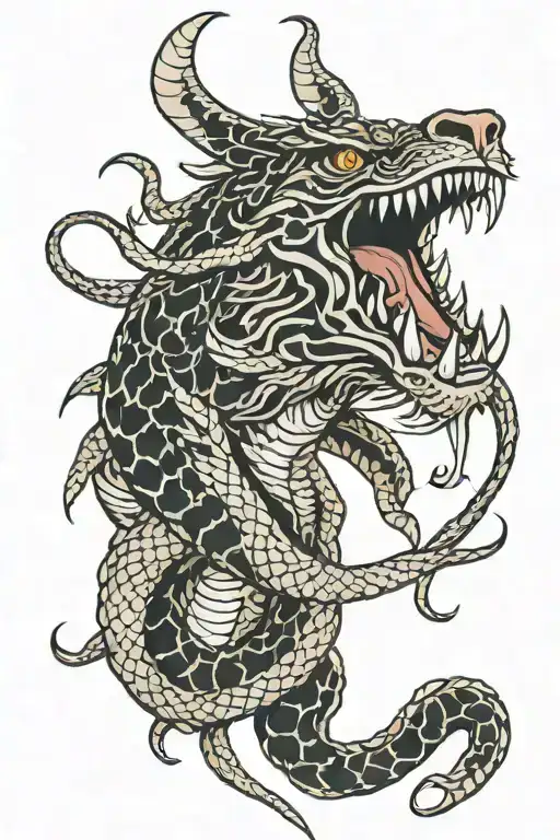 bull snake tiger roaring tattoo design idea