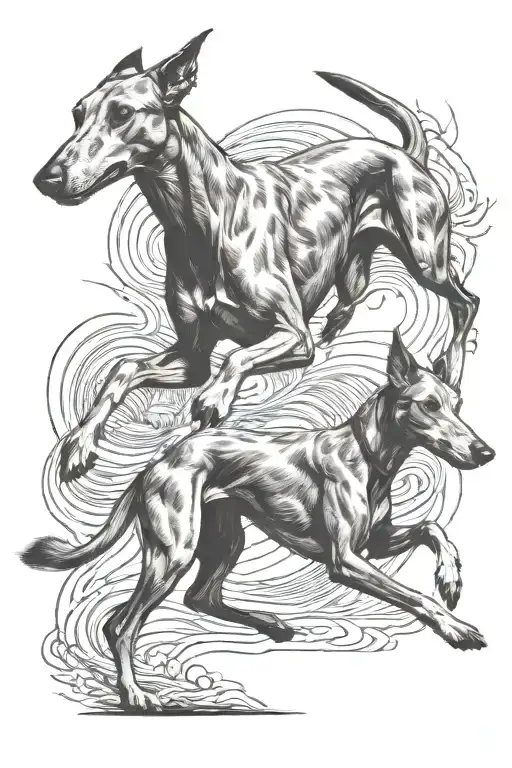 greyhound running tattoo design idea