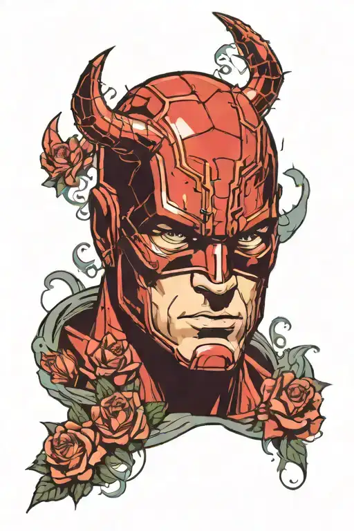 front of marvel's daredevil's mask merged tattoo design idea