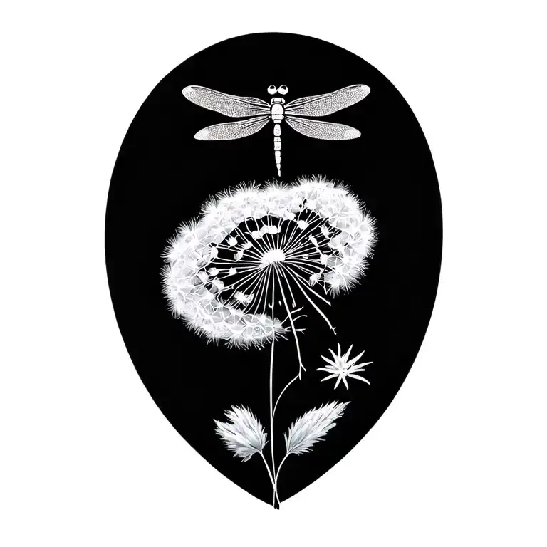 Dragonfly Dandelion tattoo design idea