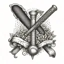 Create a tattoo design featuring a baseball bat morphing into a caduceus symbolizing your love for baseball and medicine tattoo design idea