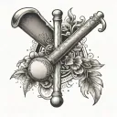Create a tattoo design featuring a baseball bat morphing into a caduceus symbolizing your love for baseball and medicine tattoo design idea
