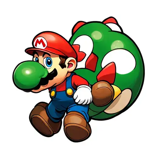 Super Mario riding yoshi tattoo design idea